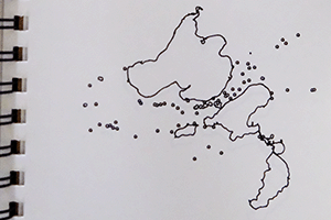 Plotter drawing of Madison, WI's cafes